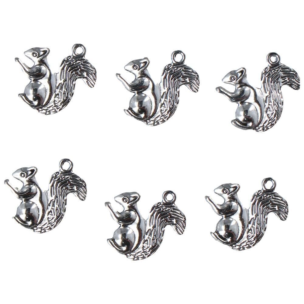 8856 50Pcs Antique Silver Alloy Squirrel Shape Charm,3D Animal Pendants